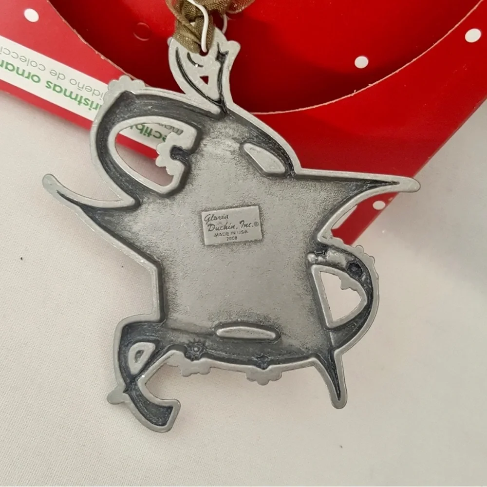 Holiday Time Father Christmas Pewter Ornament Swarovski Gloria Duchin 2008